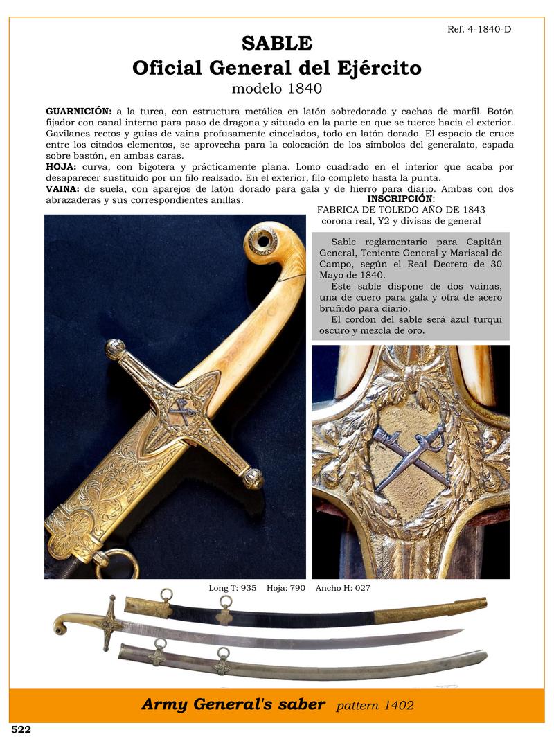 sable oficial general del ejrcito modelo 1840 jpg 1748084966 1748106586 - Sabre 1840 : Élégance et design pour les généraux de l'armée