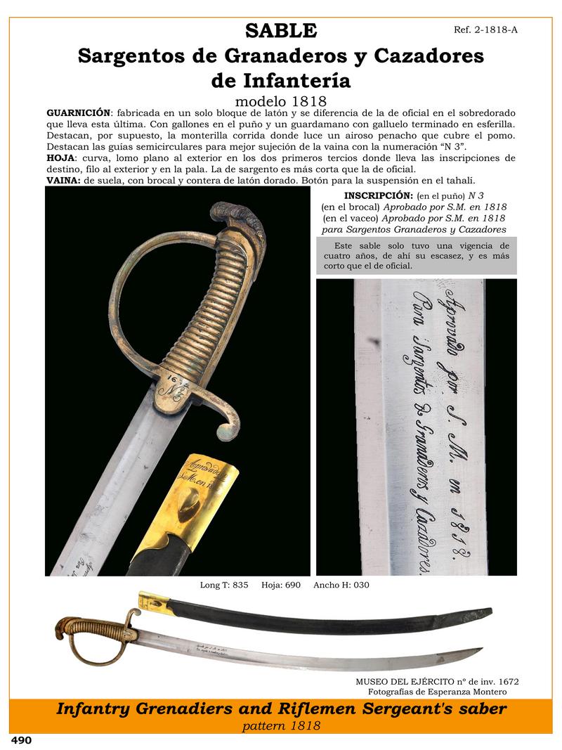 sabre sargentos de granaderos y cazadores de infantera modelo 1818 jpg 1747415369 1747436983 - Sable de sergents : L'histoire derrière le modèle 1818