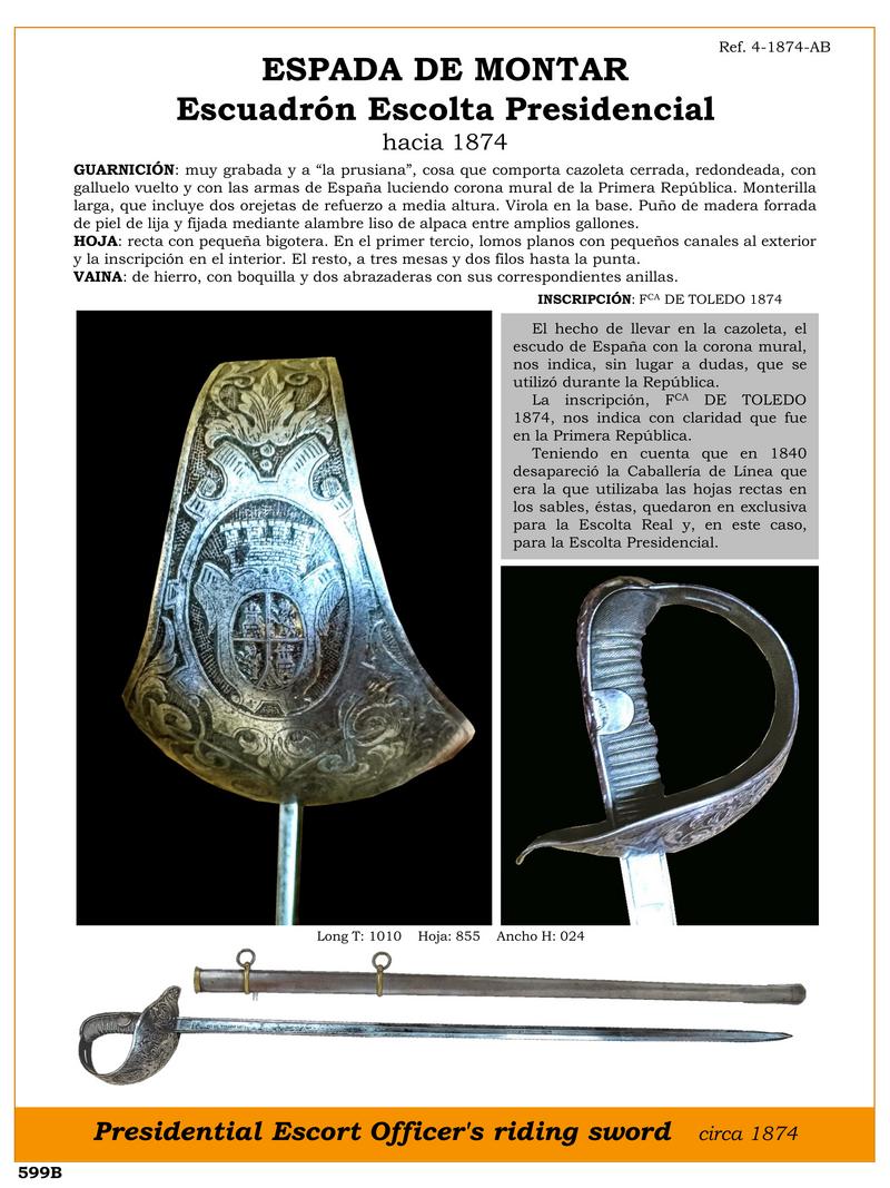 espada de montar escuadron escolta presidencial hacia 1874 jpg 1749683363 1749683622 - Épée de promenade de la garde présidentielle de 1874