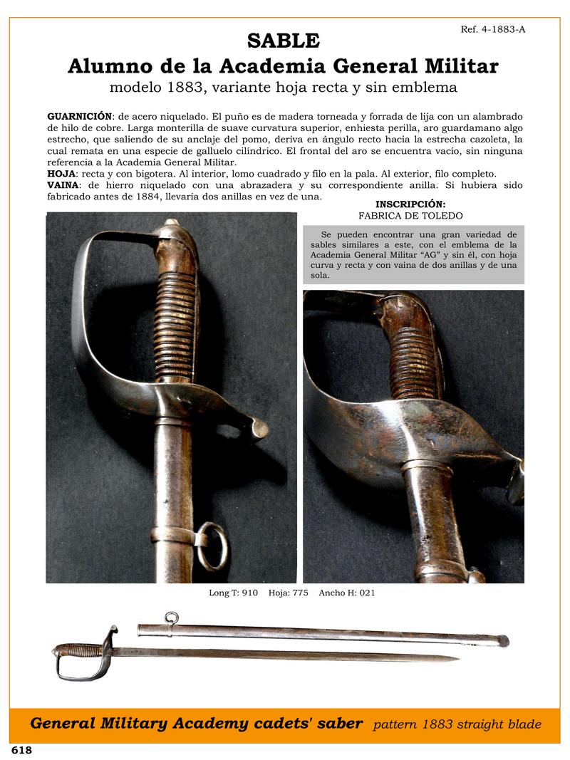 sable alumno de la academia general militar modelo 1883 variante hoja recta y sin emblema jpg 1750072169 1750072413 - Sables de l'Académie militaire : Modèle 1883 avec lame droite