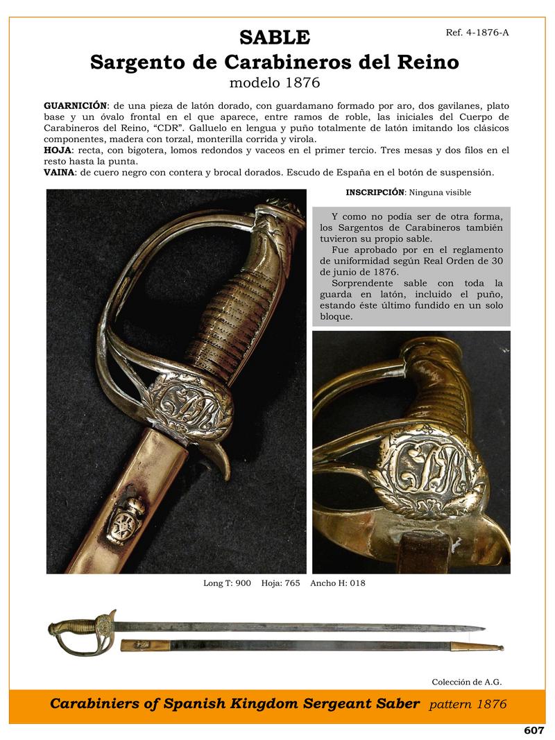 sargento de carabineros del reino modelo 1876 jpg 1749856170 1749856416 - Sable de Carabineros 1876 : Design unique et élégant