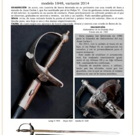 espada oficiales y guardias ref 4 2014 a de los reales guardias alabarderos modelo 1848 variante 2014 jpg 1752404969 1752405538 275x275 - Épée officielle des Gardes royales walonnes de 1817