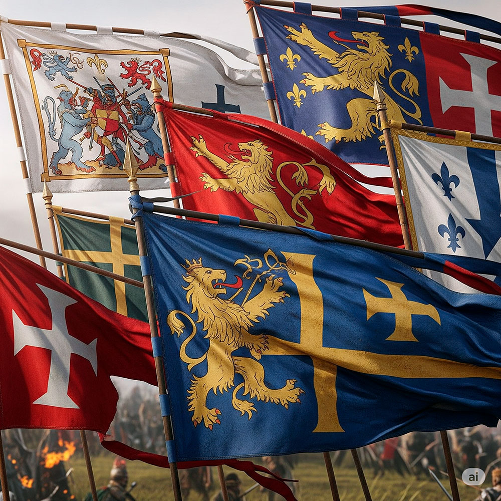 etendards et drapeaux medievaux symboles dhonneur et guides au combat - Étendards et Drapeaux Médiévaux : Symboles d'Honneur et Guides au Combat
