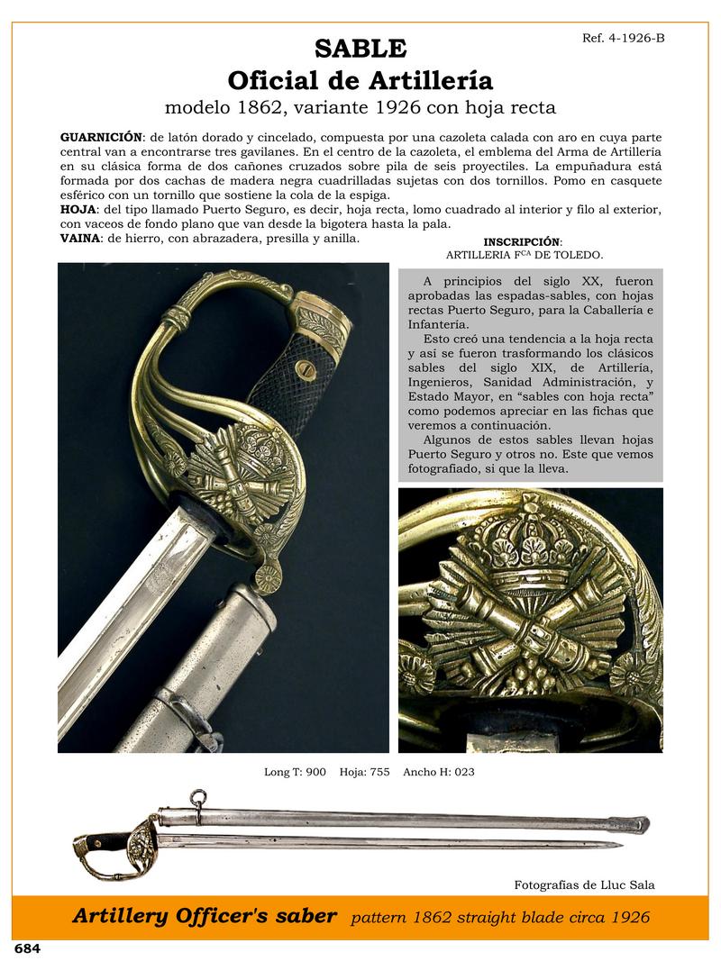 sable oficial de artillera modelo 1862 variante 1926 con hoja recta jpg 1751454567 1751454833 - Sabre d'Artillerie : Le spectaculaire modèle 1862 à lame droite