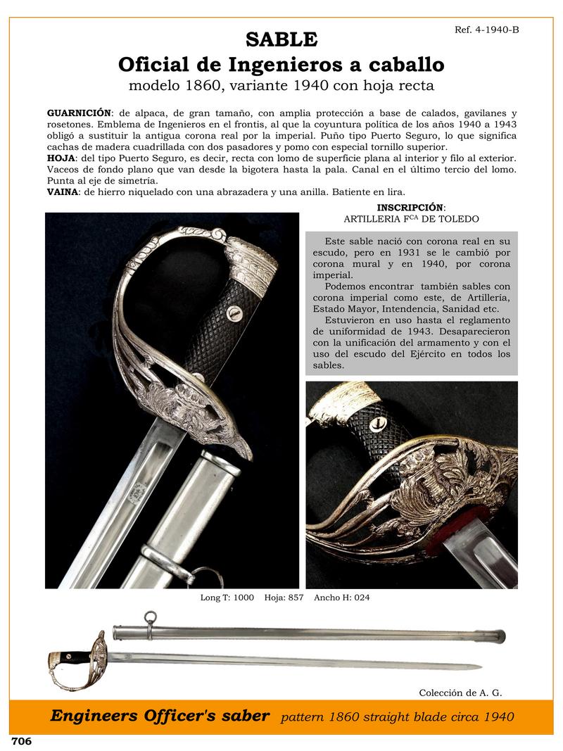 sable oficial de ingenieros a caballo modelo 1860 variante 1940 con hoja recta jpg 1751929769 1751930028 - Sable Officiel des Ingénieurs : Histoire et Spécifications