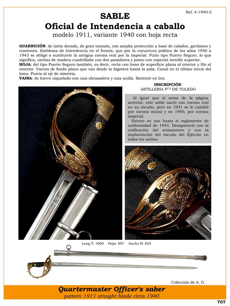 sable oficial de intendencia a caballo modelo 1911 variante 1940 con hoja recta jpg 1751951369 1751951630 - Sabre Officiel 1911 : Histoire et Caractéristiques Uniques