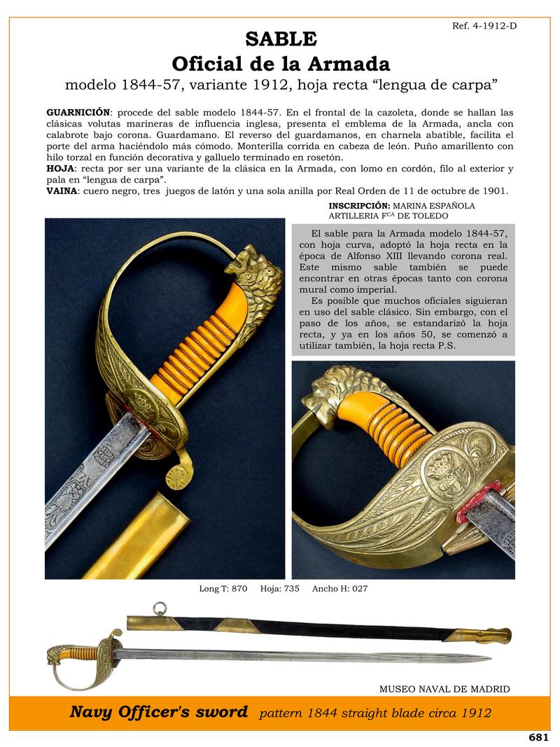 sable oficial de la armada modelo 1844 57 variante 1912 hoja rectra lengua de carpa jpg 1751389766 1751390030 - Sabre Officiel de la Marine : La Lame Droite 1844-57
