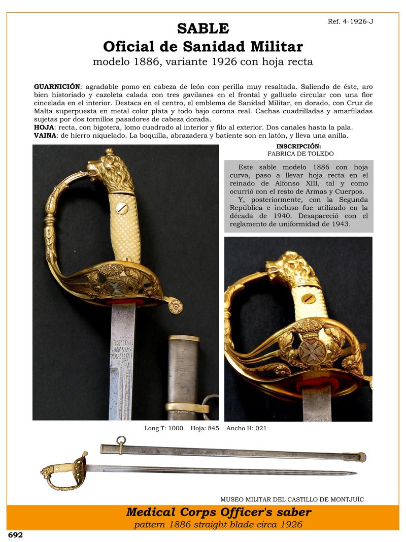 sable oficial de sanidad militar modelo 1886 variante 1926 con hoja recta jpg 1751627365 1751627753 - Sabre Militaire de Santé : Élégance et Histoire en Une Seule Arme
