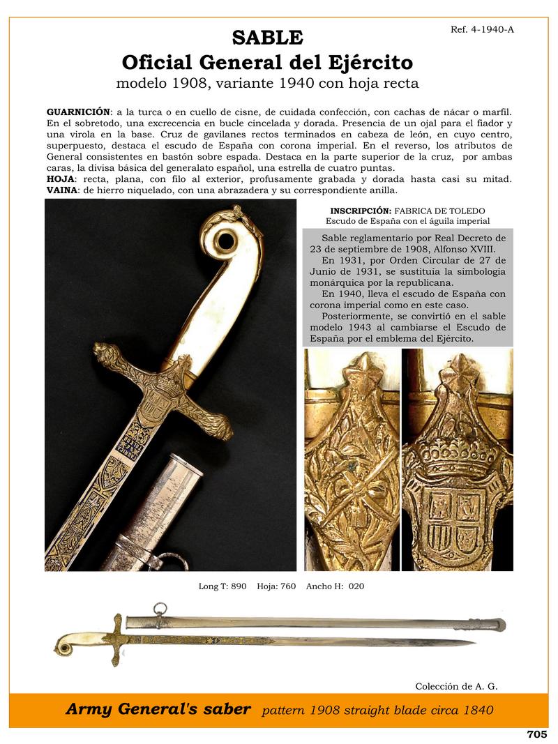 sable oficial general del ejrcito model 1908 variante 1940 con hoja rectta jpg 1751908170 1751908447 - Sabre Militaire Espagnol 1908 : Design Exclusif et Détails Uniques