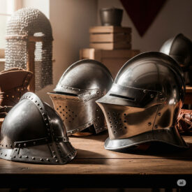 casques medievaux un voyage a travers lhistoire la protection et le symbole 275x275 - Casques corinthiens : le heaume qui a forgé l'image du guerrier grec