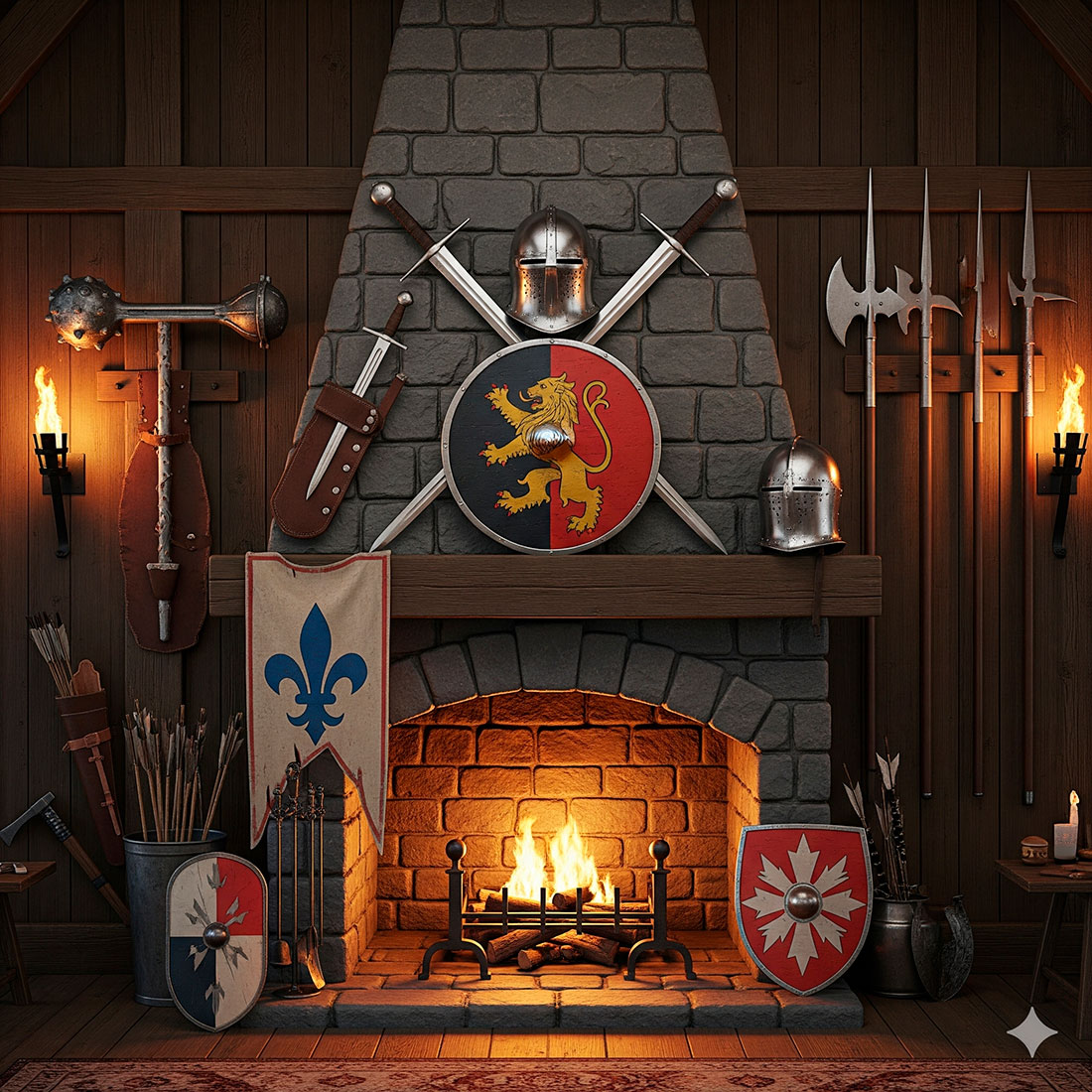 decoration avec panoplies comment integrer boucliers et epees dans des interieurs modernes et intemporels - Décoration avec panoplies : comment intégrer boucliers et épées dans des intérieurs modernes et intemporels